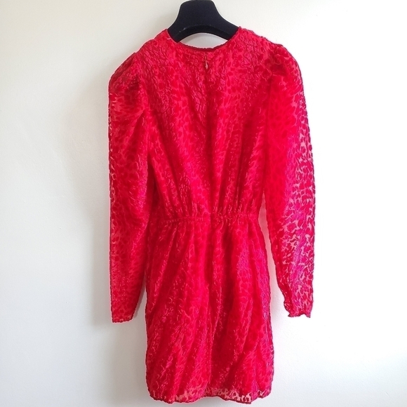 The Kooples Artichoke Burnout Velvet Leopard Red Mini Dress New Size Small - Picture 12 of 17